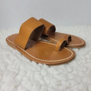 K.Jacques St. Tropez Nagoya Women's Sandals Size 6.5 Brown Leather Slide Good